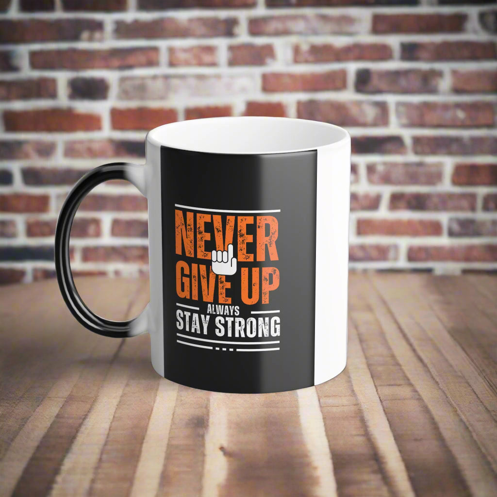 Never Give Up Motivational Mug Cup